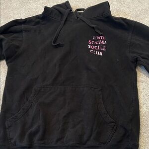 Anti Social Social Club Black Hoodie with Pink Accents